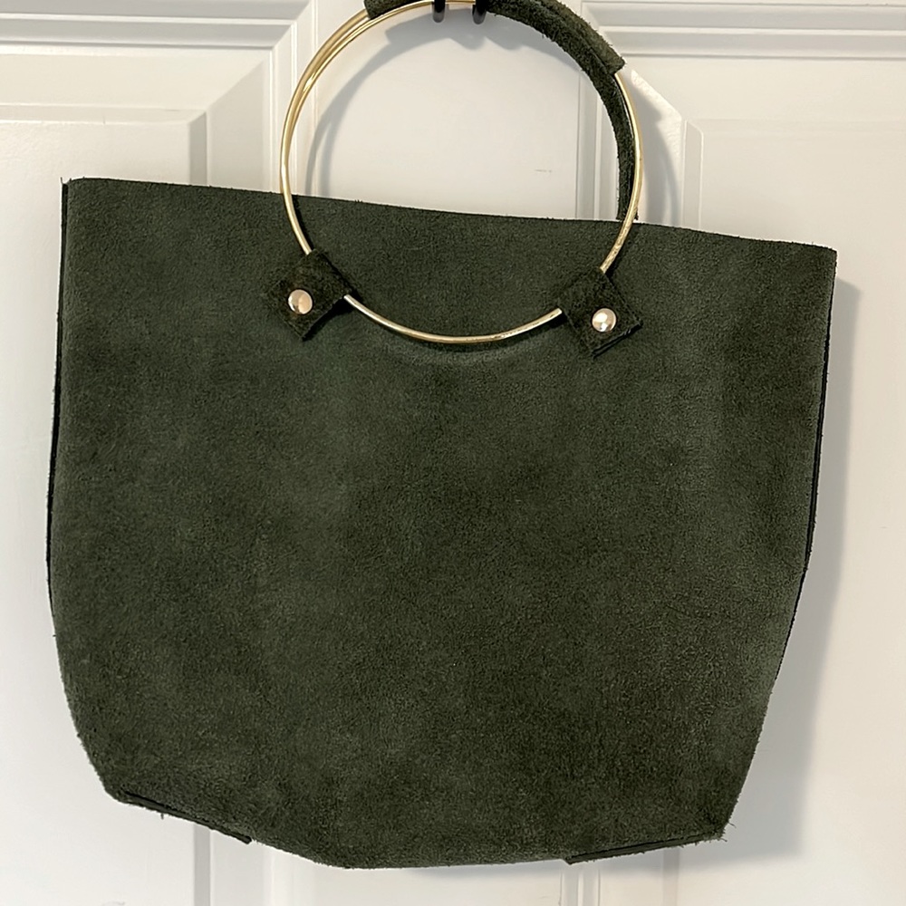 Olive Green Suede Purse
